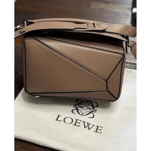 Designer Puzzle Bag Edge Leather Crossbody Medium Brown